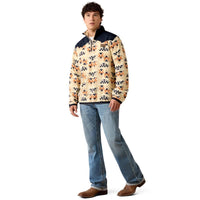 Oxford Tan Arrows Ariat Mens Basics Fleece Pullover On Model