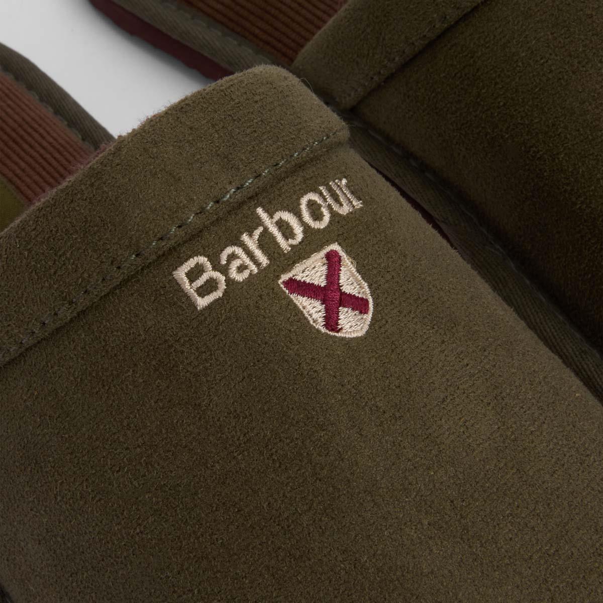 Olive Barbour Mens Everitt Mule Slipper Badge