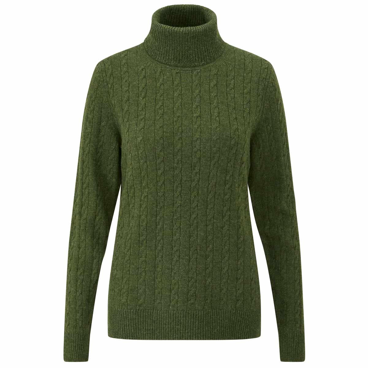 Thyme Alan Paine Womens Rowan Cable Roll Neck Jumper