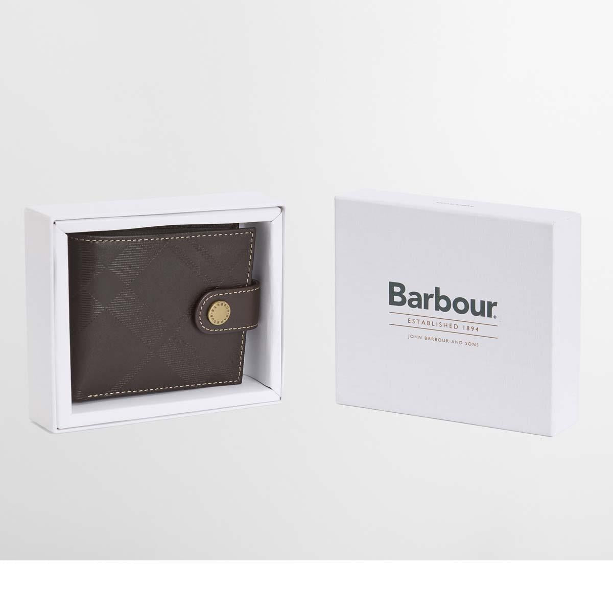 Brown Barbour Mens Bamburgh Deboss Leather Wallet Boxed