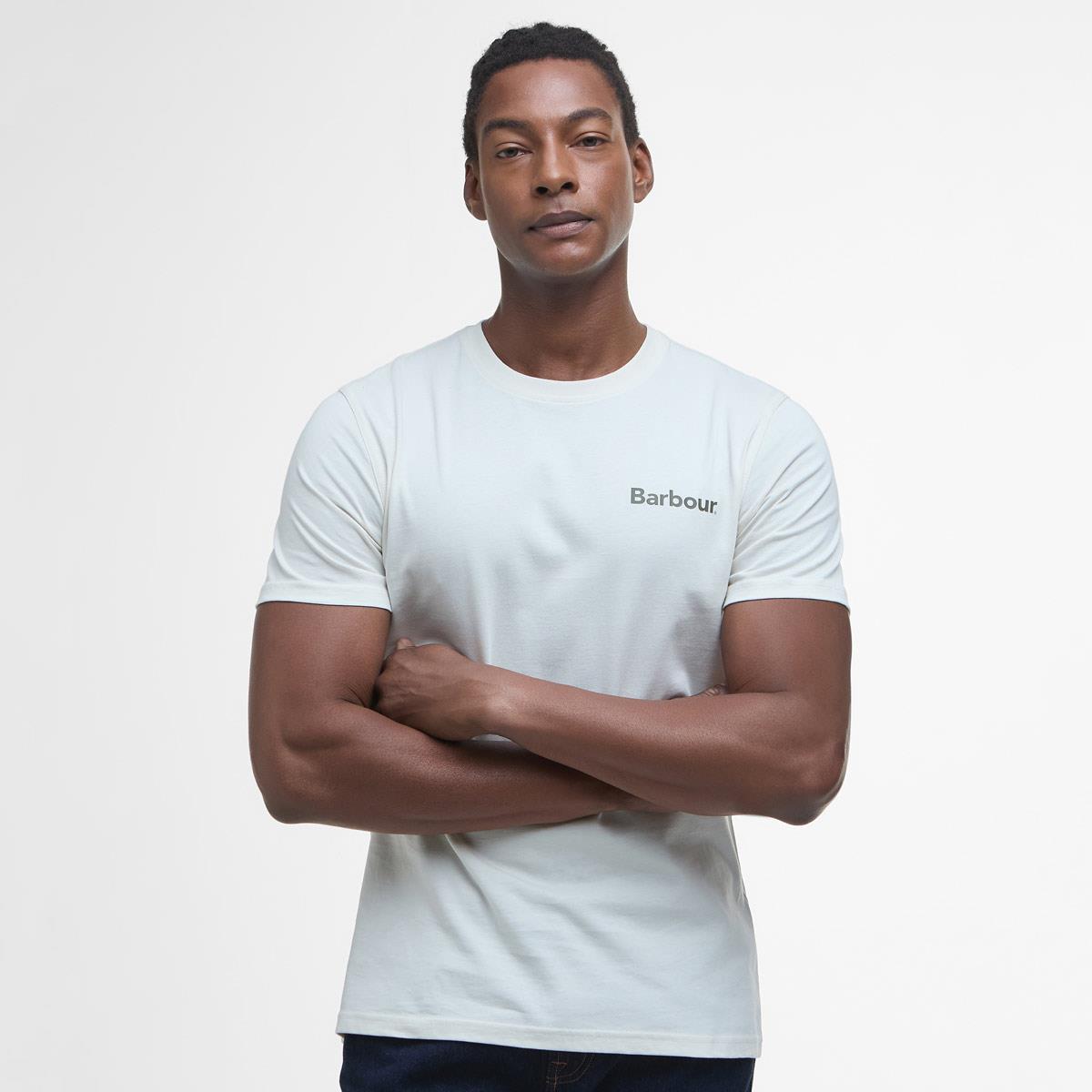 Antique White Barbour Mens Camber Graphic T-Shirt Front