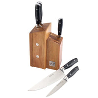 Arthur Price 6 Piece Square Acacia Knife Block Set