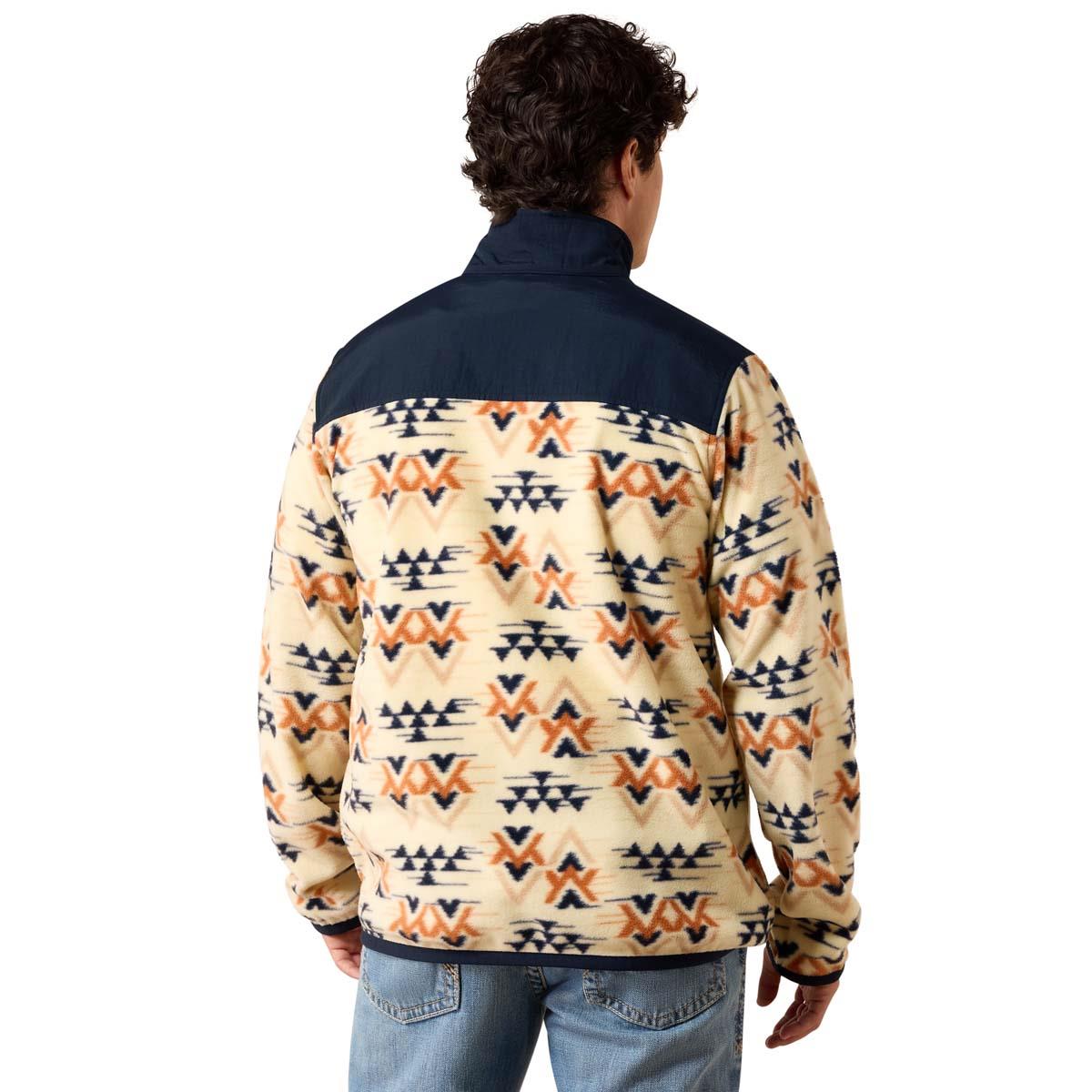 Oxford Tan Arrows Ariat Mens Basics Fleece Pullover On Model Back