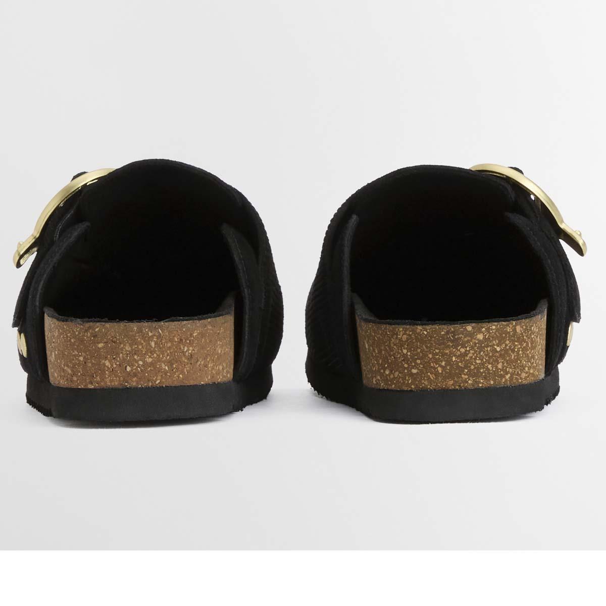 Black Suede Barbour Kyra Closed Toe Sandal back