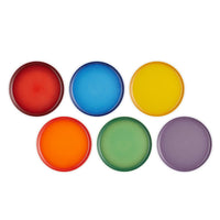 Le Creuset Stoneware Set of 6 Rainbow Coupe Dinner Plates Top View