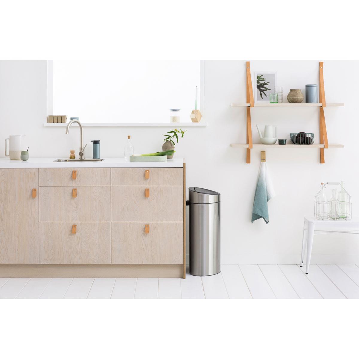 Matt Steel Fingerprint Proof Brabantia Touch Bin Recycle 10+23 Litre Lifestyle