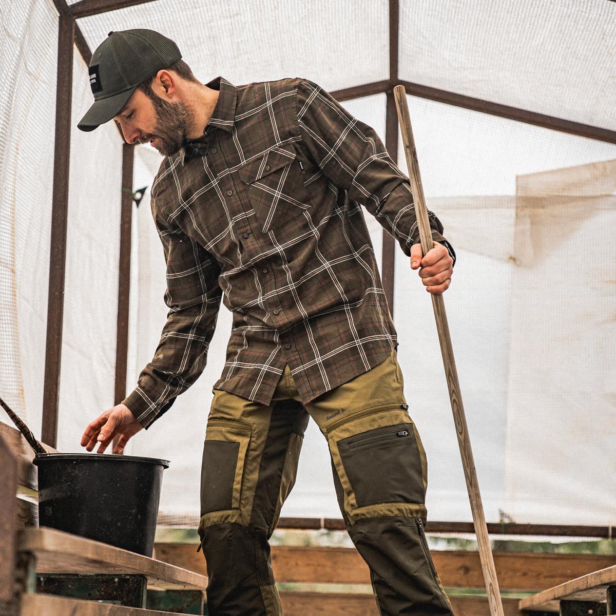 Pine Green Check Seeland Mens Glen Flannel Shirt Lifestyle