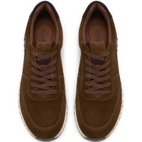 Cola Suede Clarks Mens Radwell Tie Trainers Top View