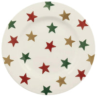 Emma Bridgewater Christmas Red Green and Gold Stars Medium 8.5 Inch Dinner Plate