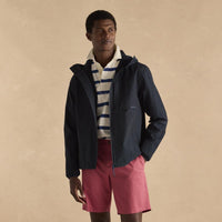 Navy Joules Mens Ayston Lightweight Waterproof Coat On Model