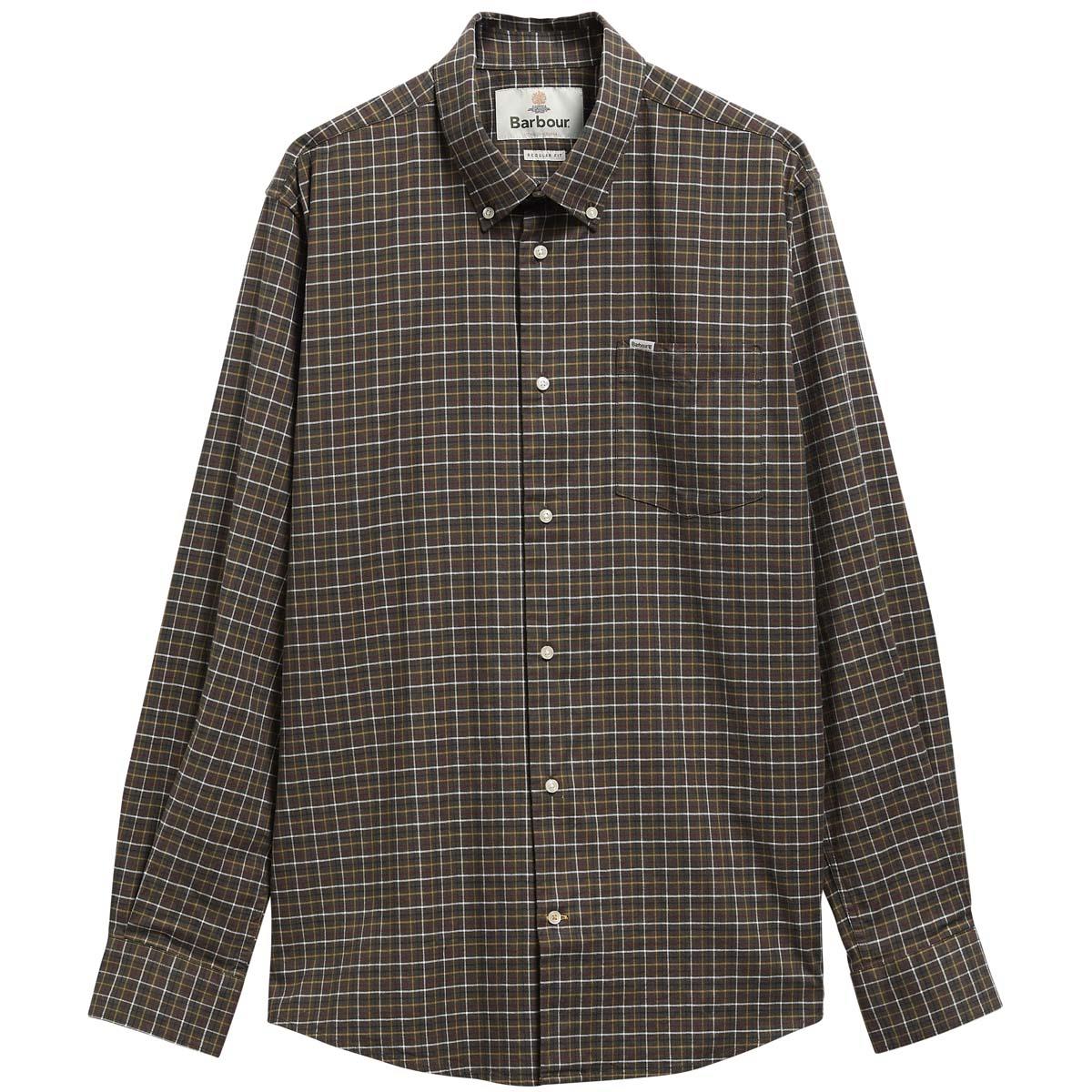Olive Barbour Mens Alderwood Regular Fit Tattersall Shirt