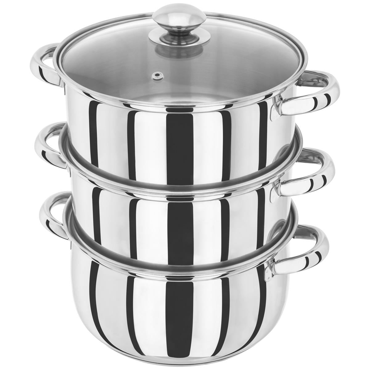 Judge Essentials 3 Tier Glass Lid Steamer Set / HX04 / 22cm