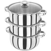 Judge Essentials 3 Tier Glass Lid Steamer Set / HX04 / 22cm