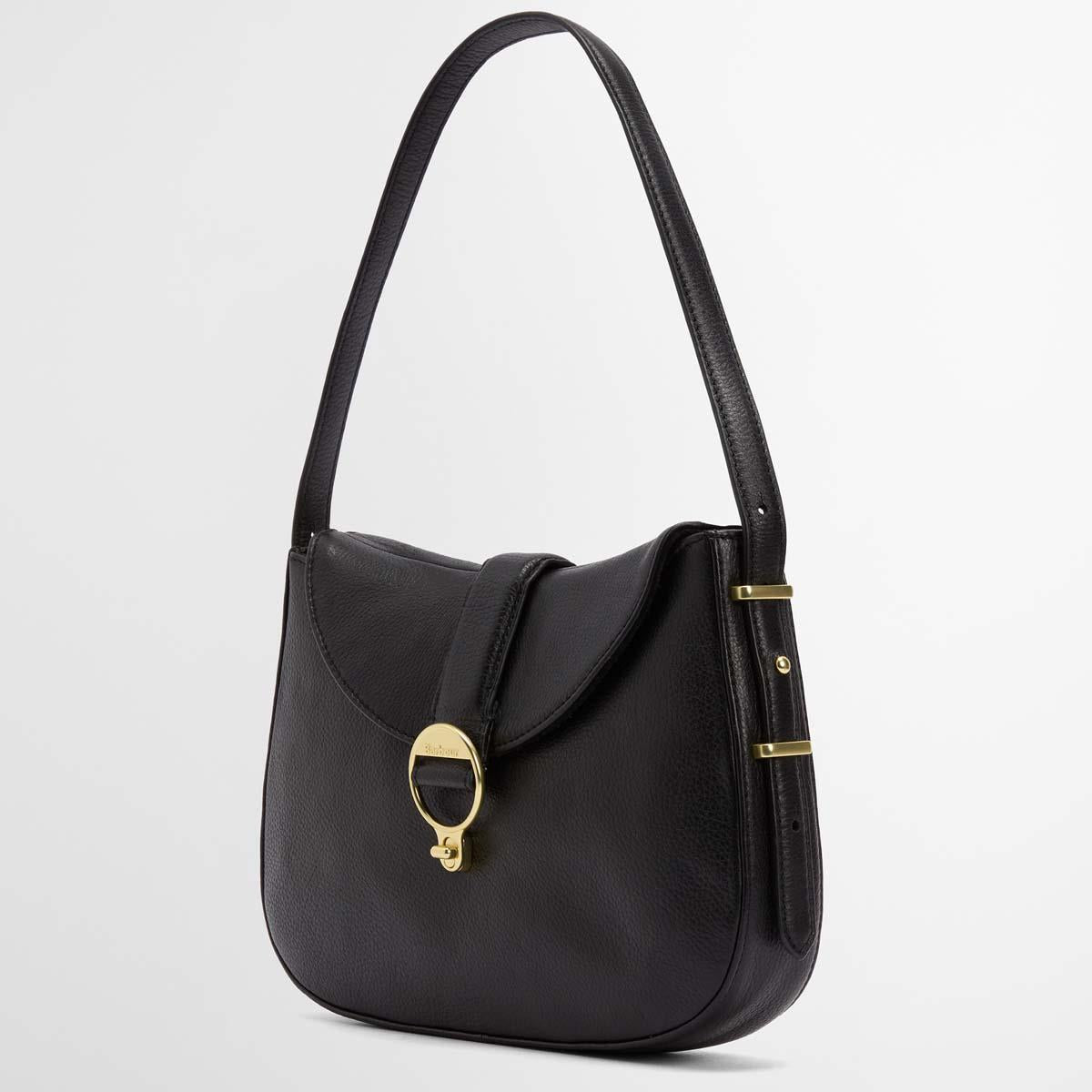 Black Barbour Womens Alder Leather Sling Bag Full Bag
