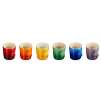 Le Creuset Stoneware Set of 6 Rainbow Espresso Mugs Angle View
