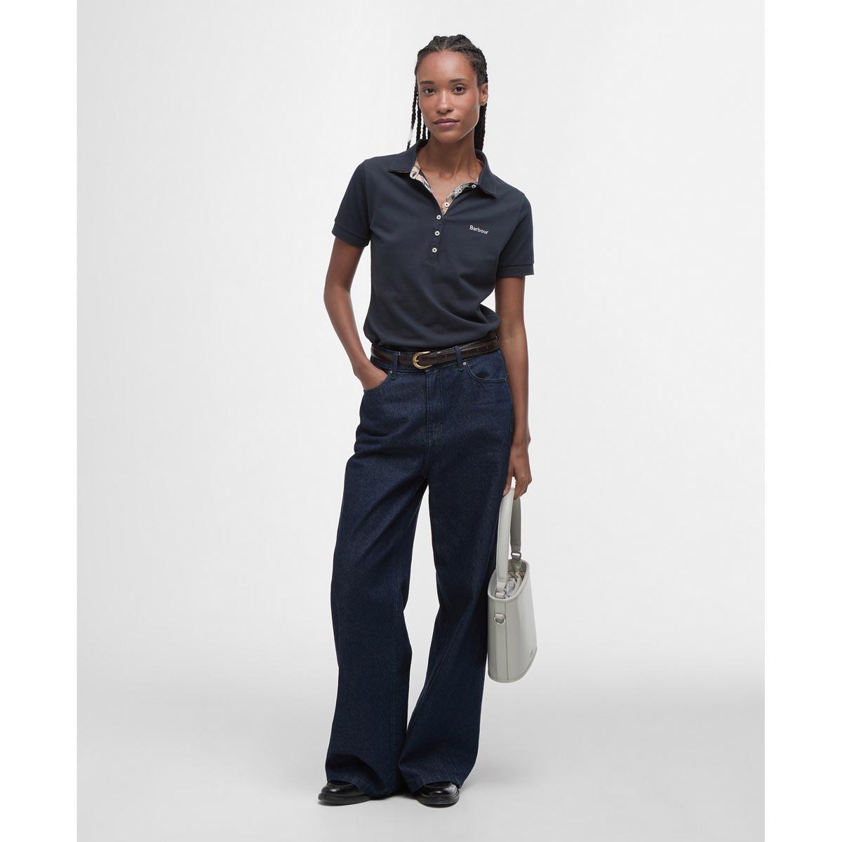 Navy Barbour Womens Portsdown Top On Model