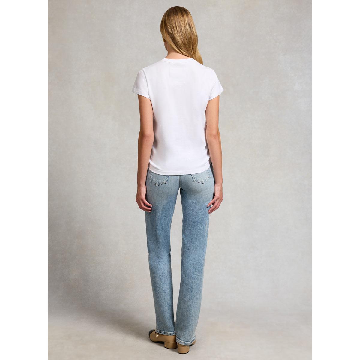 White Holland Cooper Womens Monogram Tee On Model Full Length Rear