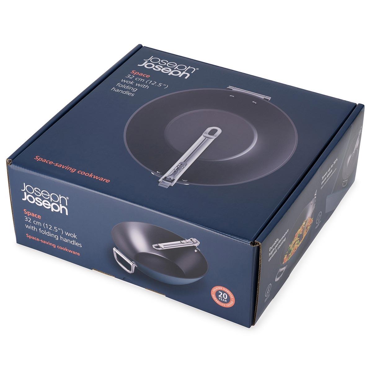 Joseph Joseph Space Folding Handle Ceramic Non-stick Wok 32cm Boxed