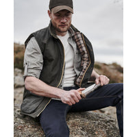 Olive Hoggs Of Fife Mens Padded Waxed Waistcoat Lifestyle
