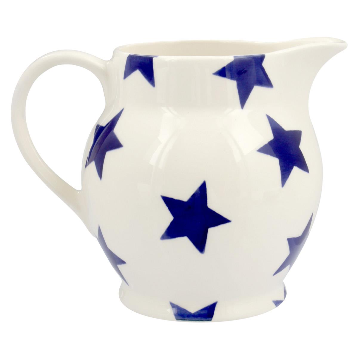 Emma Bridgewater Blue Star Half Pint Jug Handle to the side