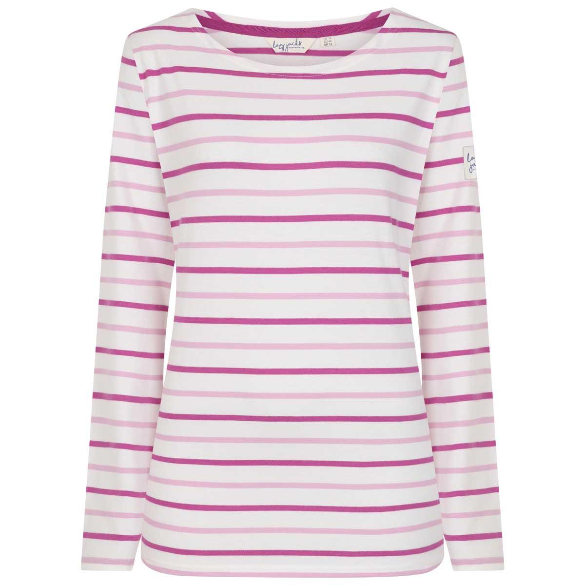 Pink Lazy Jacks Womens LJ97 Striped Breton Top