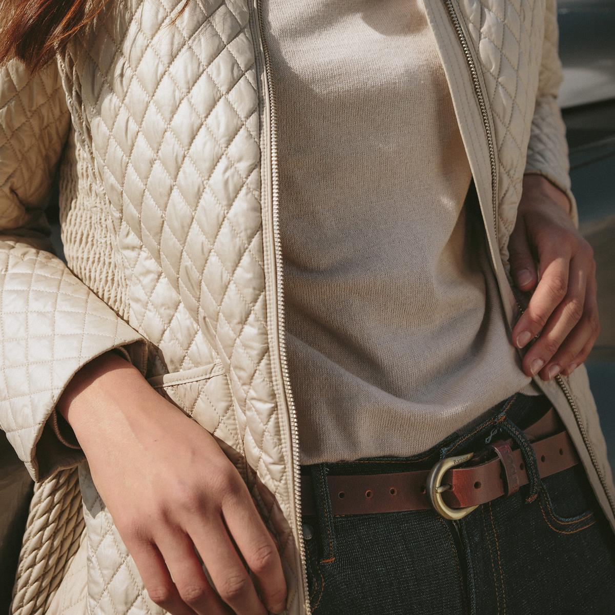 Closeup Brown Barbour Womens Allanton Leather Belt