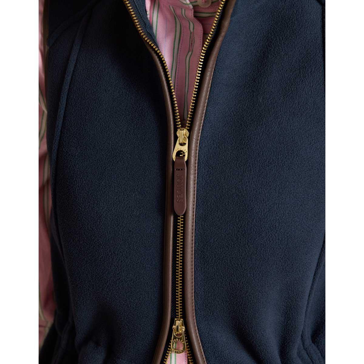 Navy Joules Womens Heritage Longline Fleece Gilet Zip Detail