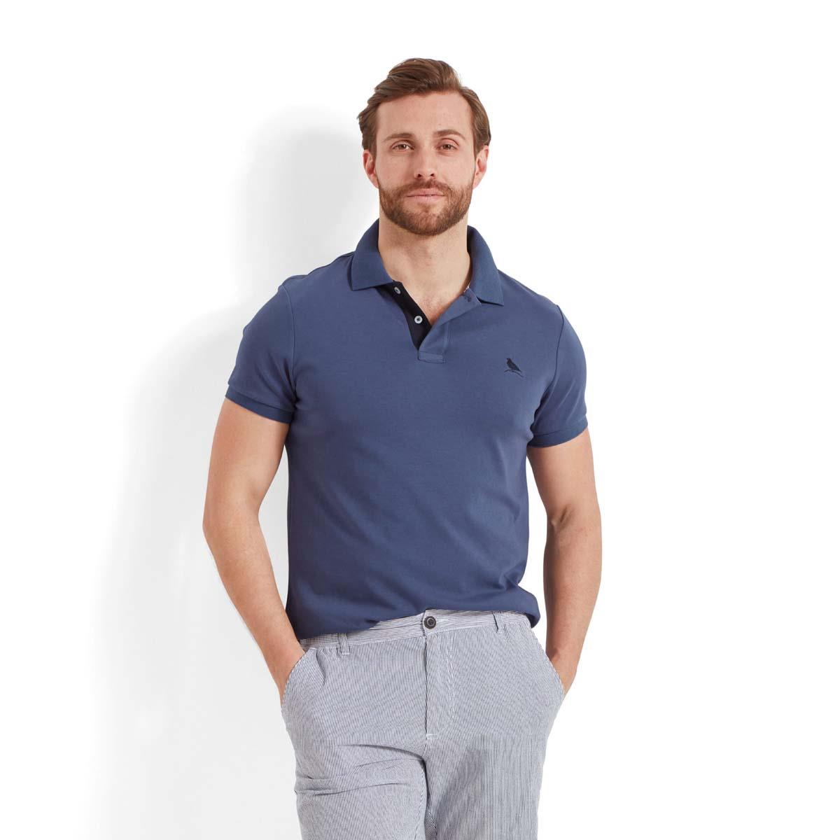 Vintage Indigo Schoffel Mens St Ives Jersey Polo Shirt FRONT