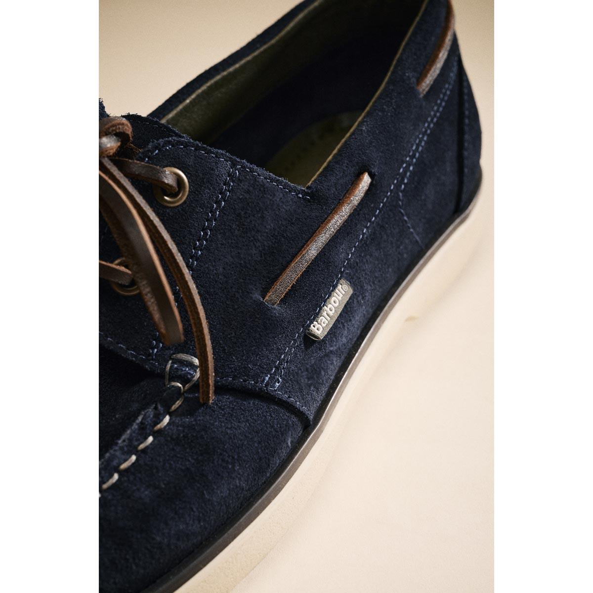 Navy Suede Barbour Rothley Boat Shoe detail