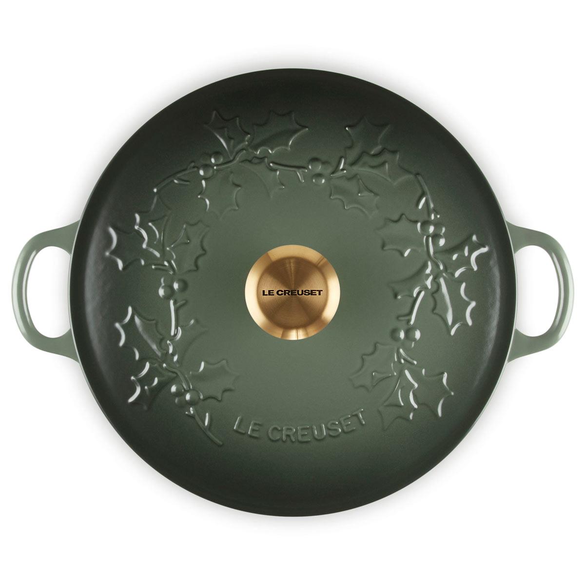 Thyme Le Creuset Classic Cast Iron Holly Soup Pot 26cm Top View