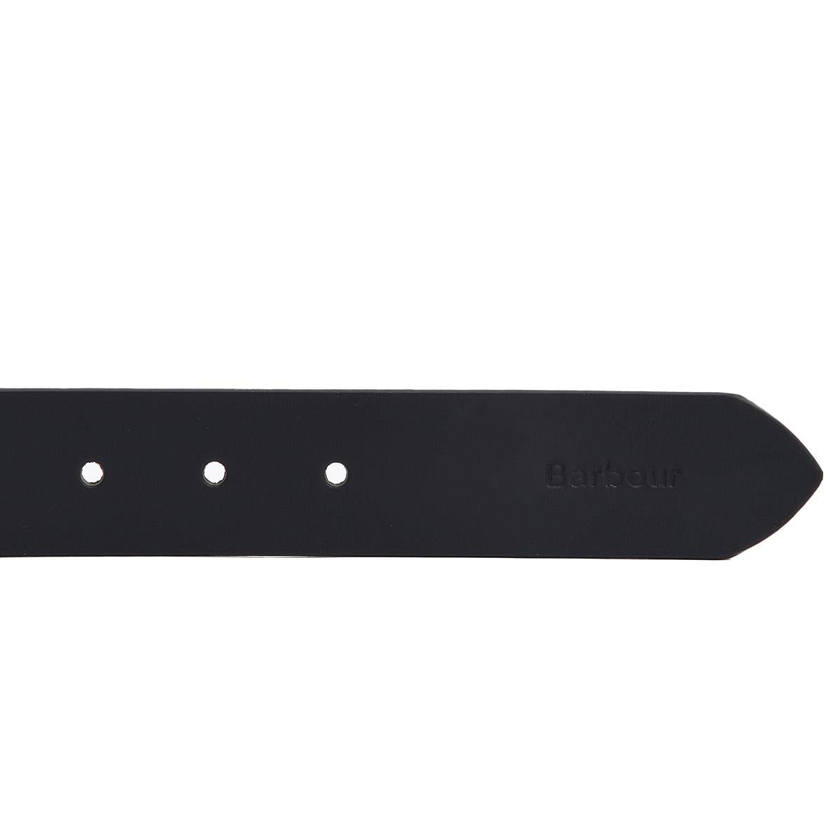 Black Barbour Mens Esk Leather Belt End