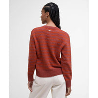 Burnt Orange Stripe Barbour Womens Claydon Knitted Jumper Back
