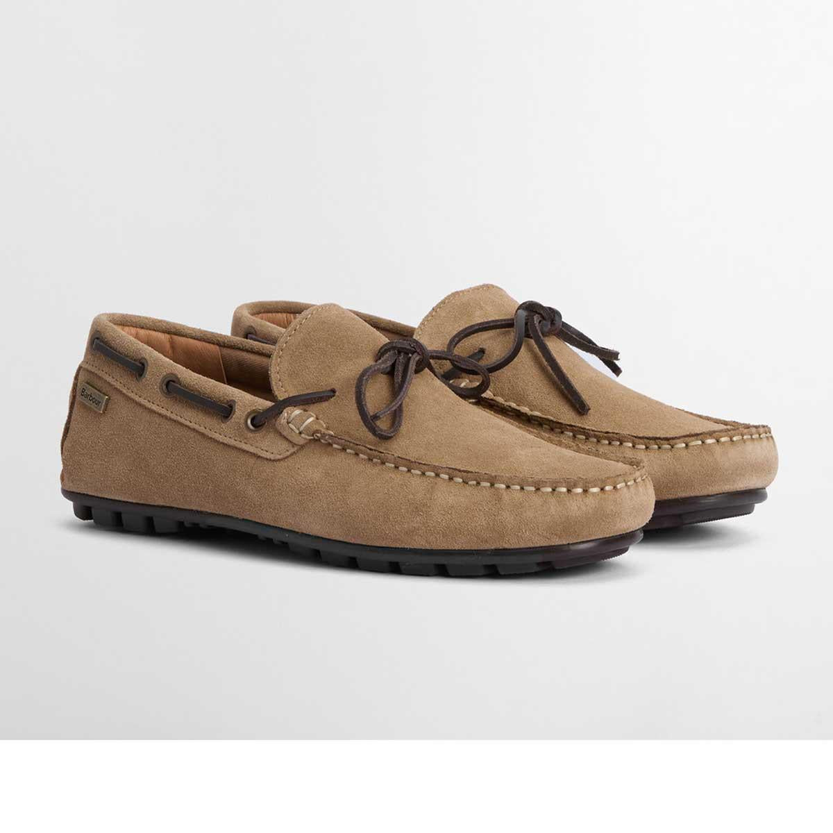 Taupe Suede Barbour Courage Driving Shoe front