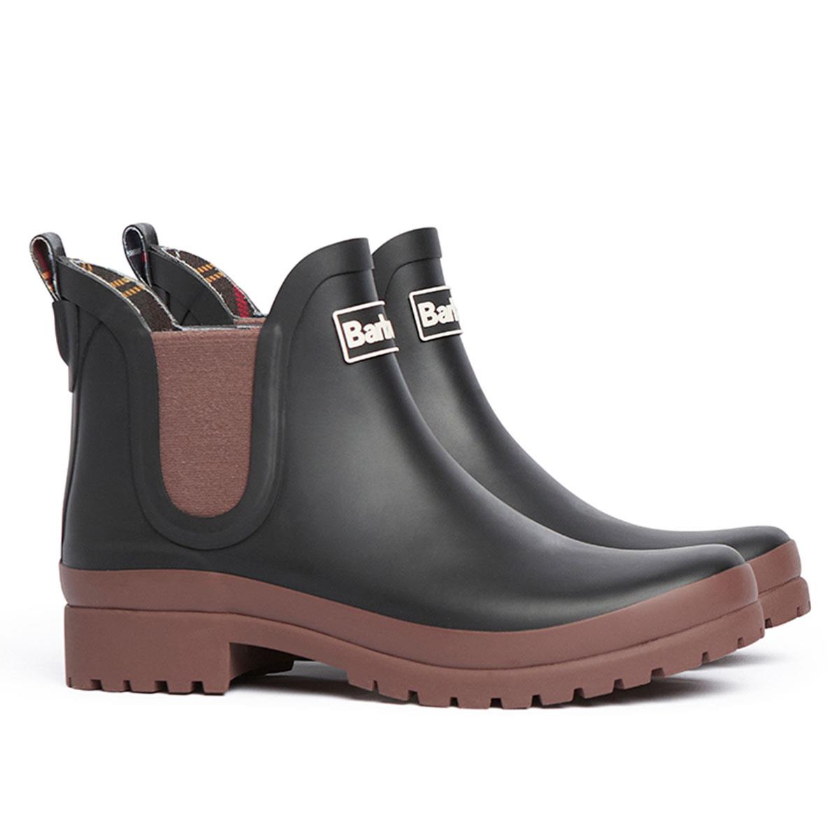 Black Vicuna Barbour Womens Mallow Ankle Wellington Boots
