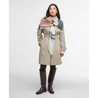 Hessian Tartan Barbour Womens Saffron Tartan Scarf on model