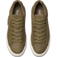 Olive Nubuck Clarks Mens Courtlite2 Run Trainers Top View
