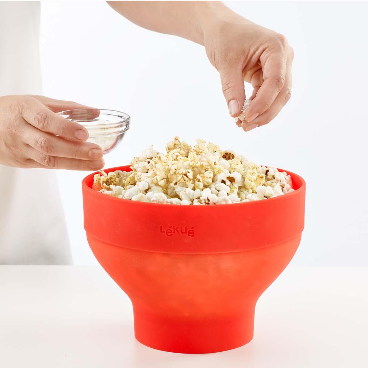 Lekue Microwave Popcorn Maker Adding Seasoning