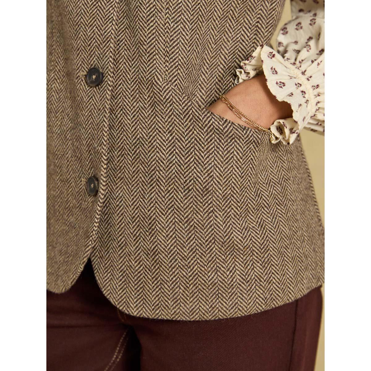 Joules Womens Nehru Collar Tweed Gilet