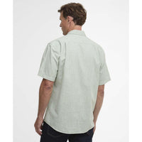 Loden Green Barbour Mens Fleming Linen Blend Regular S/S Shirt Back