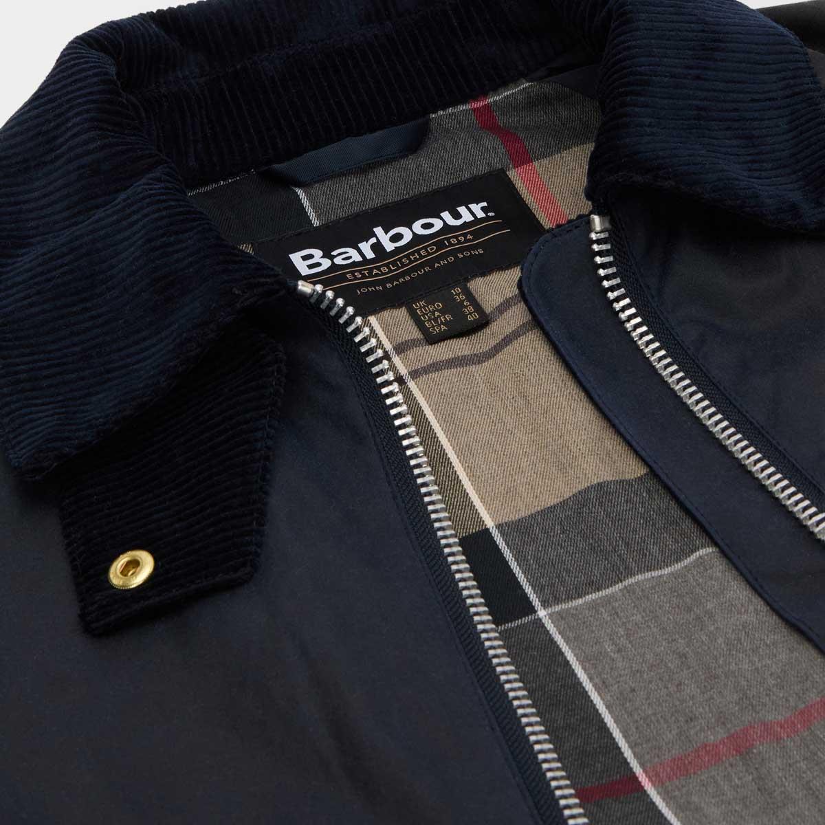 Royal Navy/Black/Dress Tartan Barbour Womens Kearton Wax Jacket Lining