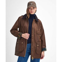 Bark/Muted Barbour Womens Highcleere Wax Jacket Front