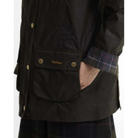 OLIVE Barbour Womens Icons Tartan Collar Modern Beadnell POCKET