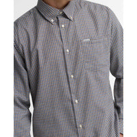 Deep Blue Barbour Mens Barnard Thermo Weave Regular Fit Check COLLAR