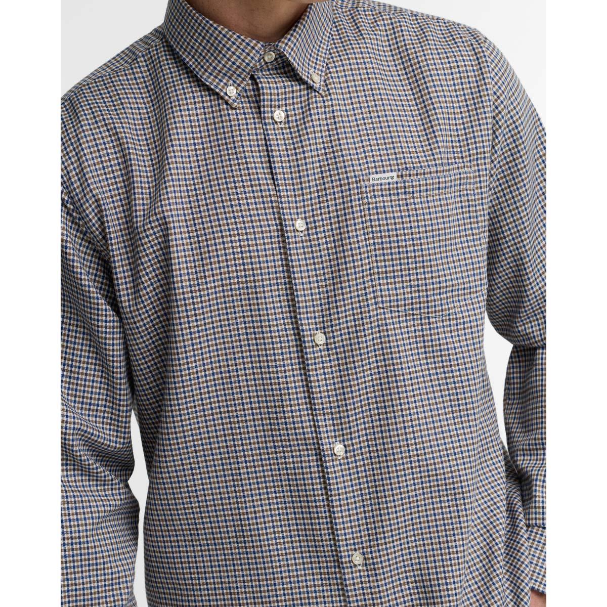Deep Blue Barbour Mens Barnard Thermo Weave Regular Fit Check COLLAR