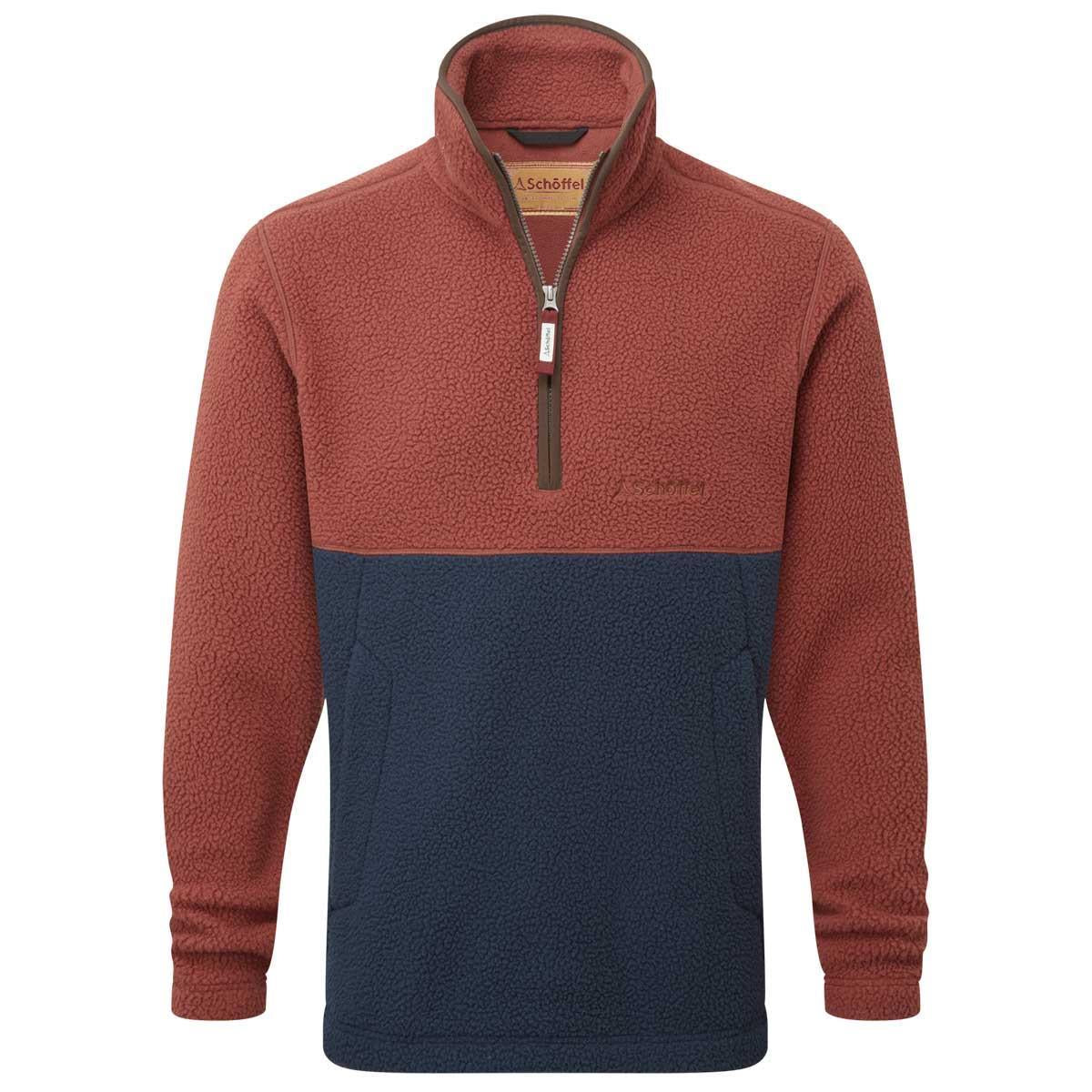 True Navy/Red Brick Schoffel Mens Berkeley Retro Fleece 1/4 Zip