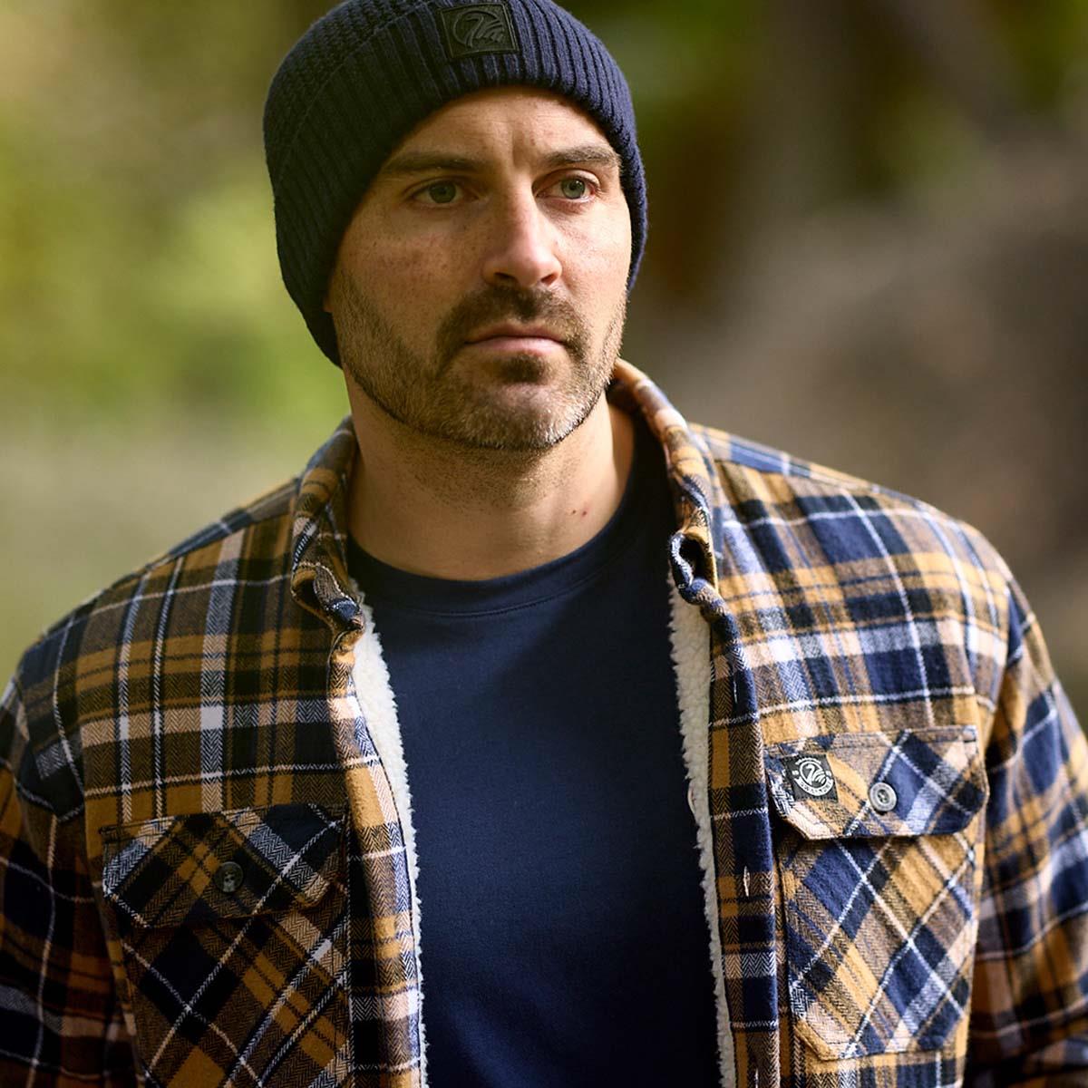 Navy/Cashew Swanndri Mens Morven Shirt Lifestyle