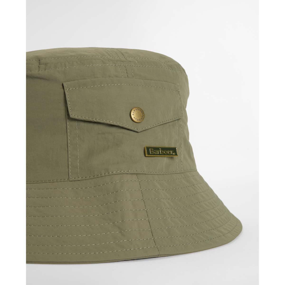 Dusty Olive Barbour Mens Tracker Showerproof Bucket Hat pocket
