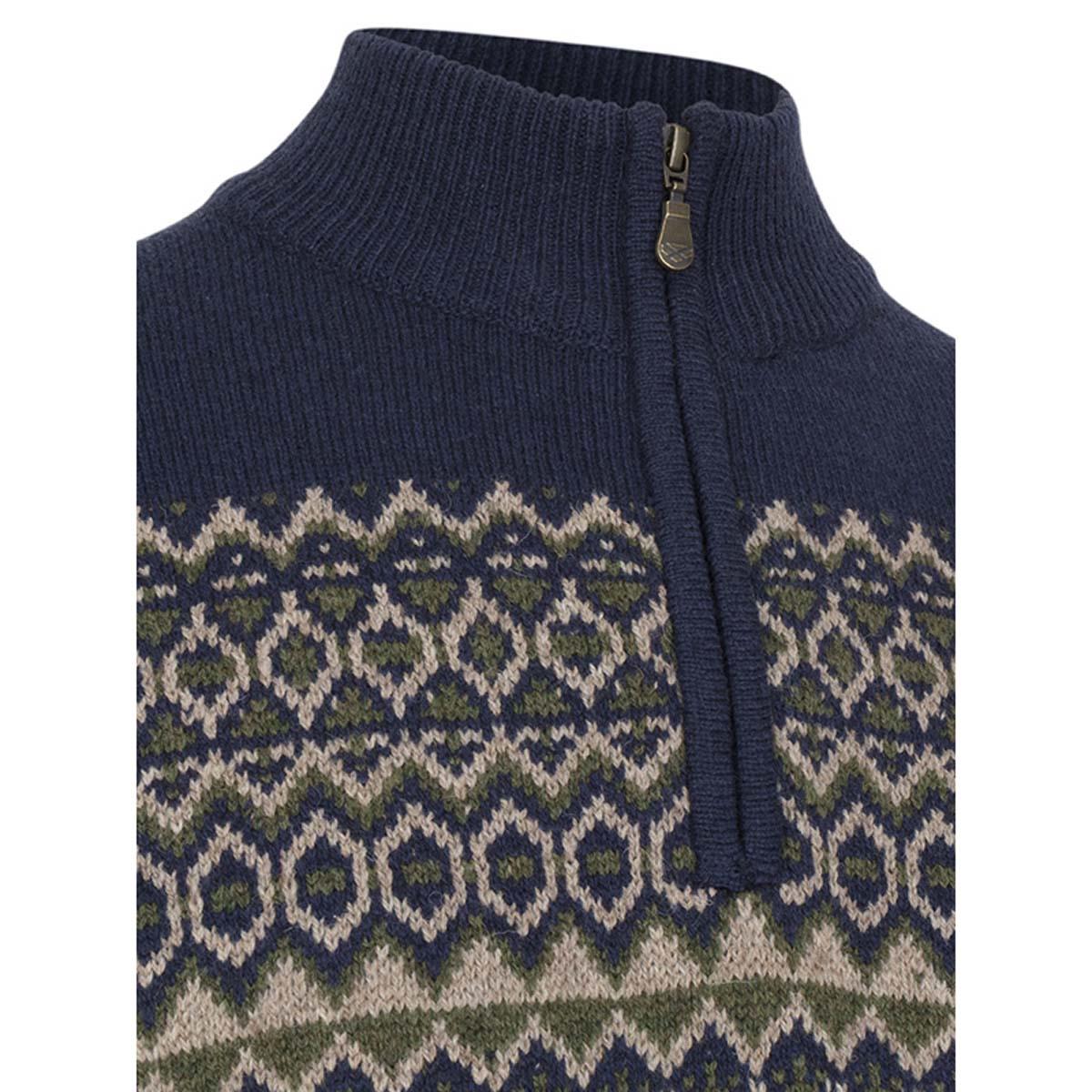 Hoggs Of Fife Mens Colonsay Fair Isle 1/4 Zip Pullover