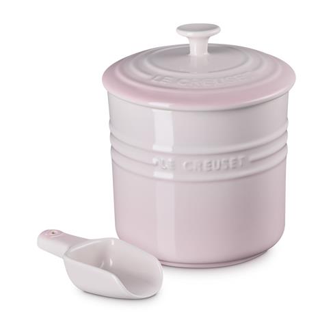 Le Creuset Stoneware Pet Food Container With Scoop Shell Pink