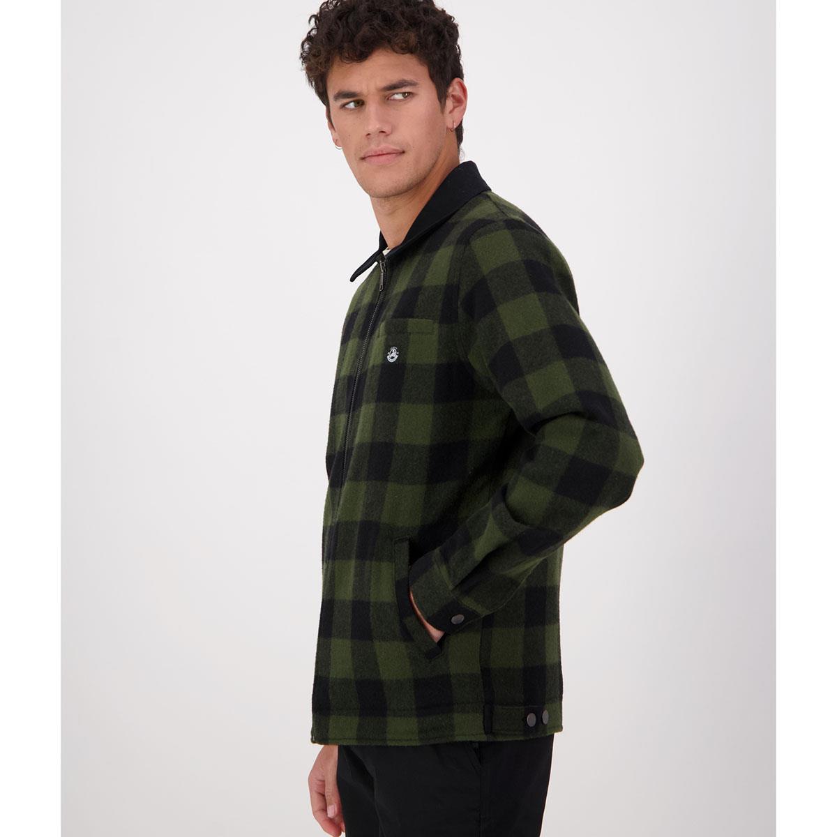 Olive/Black Check Swanndri Mens Liverpool Jacket Side
